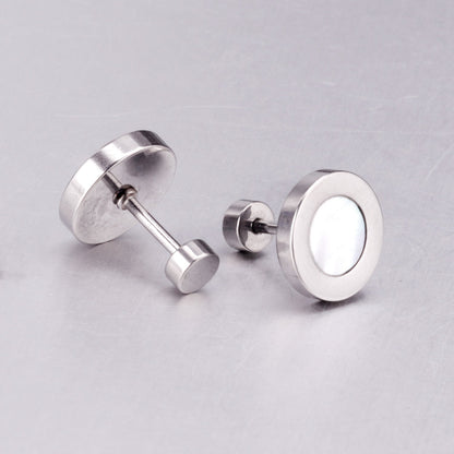 12 pairs 6mm/10mm/golden steel colored cylindrical white/black shell screw plugs asonjewelry