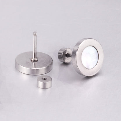 12 pairs 6mm/10mm/golden steel colored cylindrical white/black shell screw plugs asonjewelry