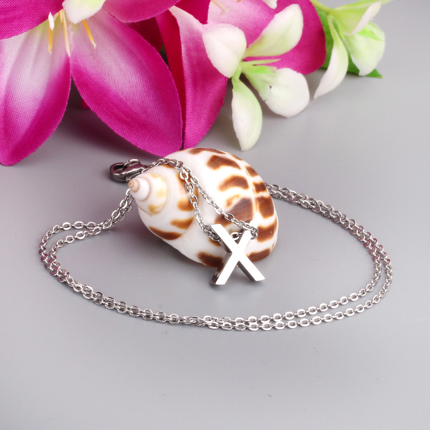 ASON Delicate Classic Style Initial 26 Letters Alphabet Chain Pendant Necklace Stainless Steel Color Jewelry Chokers asonjewelry