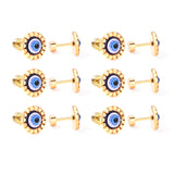 12 pairs Steel / Goldtone Screw In Glitter Cat Eye Earrings