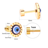 12 pairs Steel / Goldtone Screw In Glitter Cat Eye Earrings