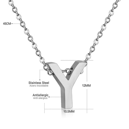 ASON Delicate Classic Style Initial 26 Letters Alphabet Chain Pendant Necklace Stainless Steel Color Jewelry Chokers asonjewelry
