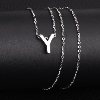 ASON Delicate Classic Style Initial 26 Letters Alphabet Chain Pendant Necklace Stainless Steel Color Jewelry Chokers asonjewelry