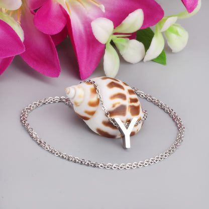 ASON Delicate Classic Style Initial 26 Letters Alphabet Chain Pendant Necklace Stainless Steel Color Jewelry Chokers asonjewelry