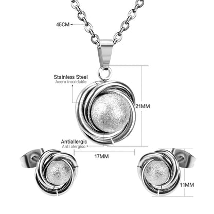 GOLD/STEEL Twisted Round + Frosted Orb Special Shape Jewelry Set asonjewelry