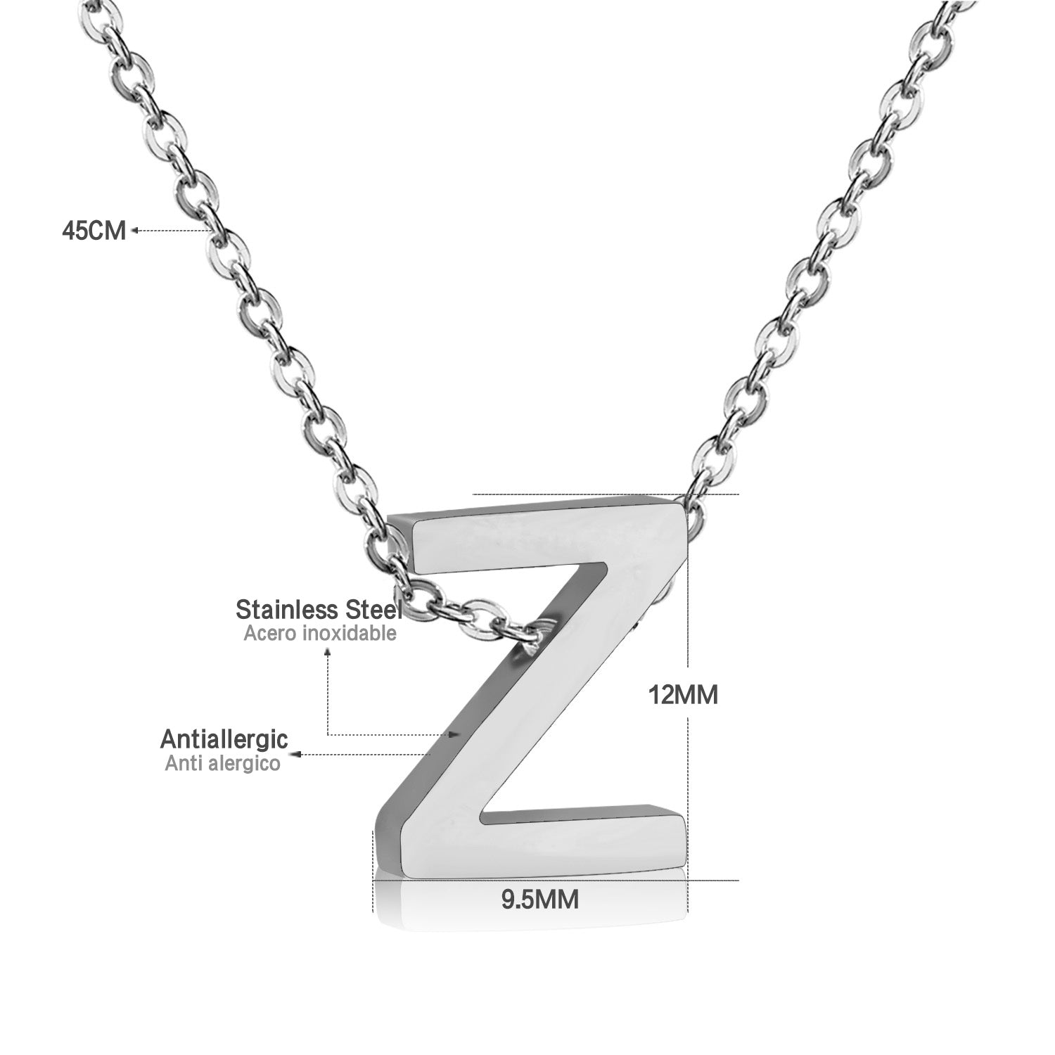 ASON Delicate Classic Style Initial 26 Letters Alphabet Chain Pendant Necklace Stainless Steel Color Jewelry Chokers asonjewelry