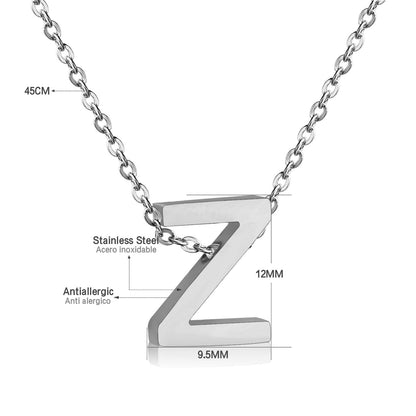 ASON Delicate Classic Style Initial 26 Letters Alphabet Chain Pendant Necklace Stainless Steel Color Jewelry Chokers asonjewelry