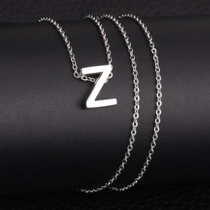 ASON Delicate Classic Style Initial 26 Letters Alphabet Chain Pendant Necklace Stainless Steel Color Jewelry Chokers asonjewelry