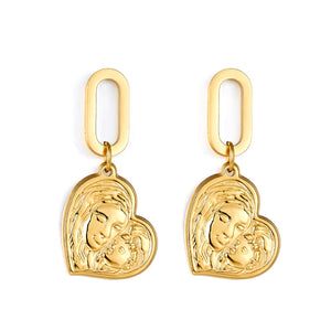Fashion Stainless Steel Heart-shaped Motherly Love Design Earrings