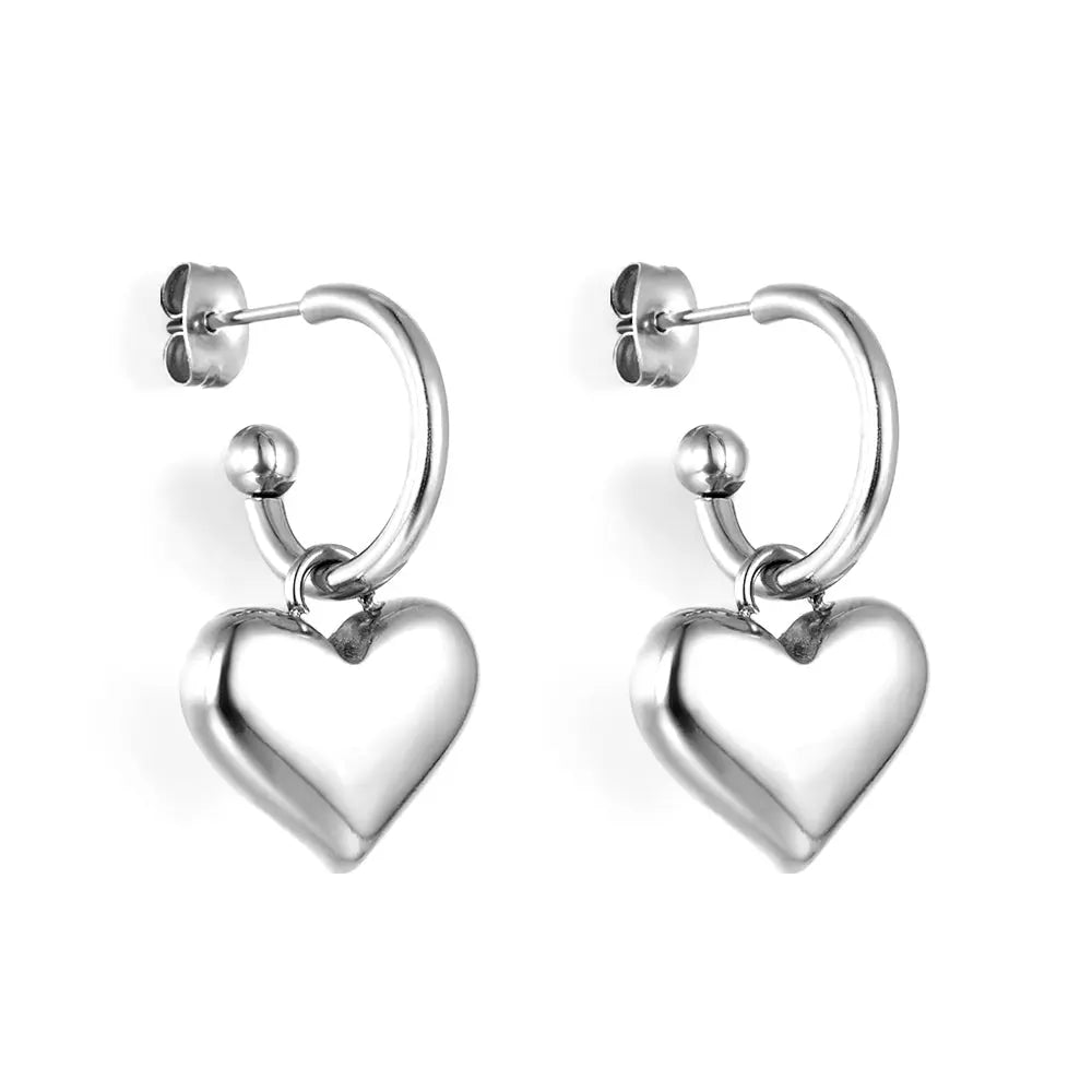 Fashion Stainless Steel Heart Stud Earrings asonjewelry