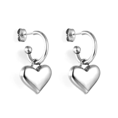 Fashion Stainless Steel Heart Stud Earrings asonjewelry