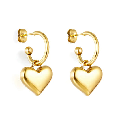 Fashion Stainless Steel Heart Stud Earrings asonjewelry