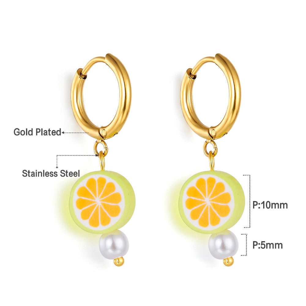 18k Gold-plated Orange Lemon-shaped Earrings asonjewelry