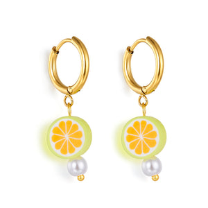 18k Gold-plated Orange Lemon-shaped Earrings