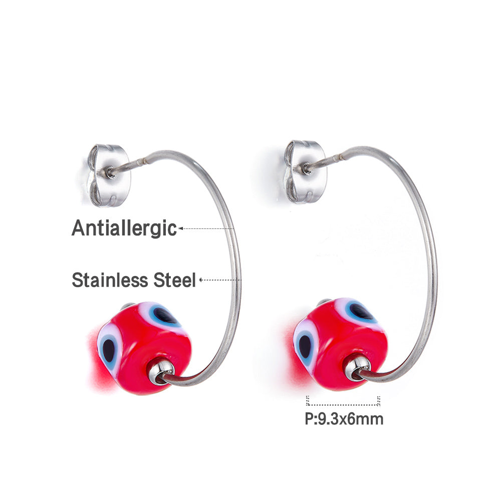 Fashion Stainless Steel Red Eyes Earrings asonjewelry