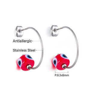 Boucles d'oreilles mode yeux rouges en acier inoxydable