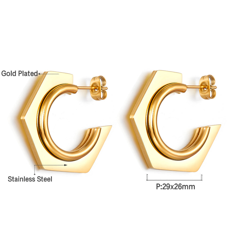 Fashion Stainless Steel C-shaped Earrings For Women asonjewelry