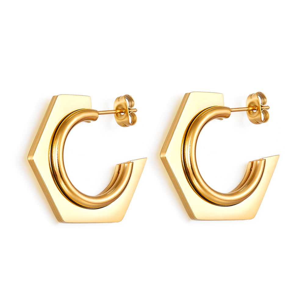 Fashion Stainless Steel C-shaped Earrings For Women asonjewelry