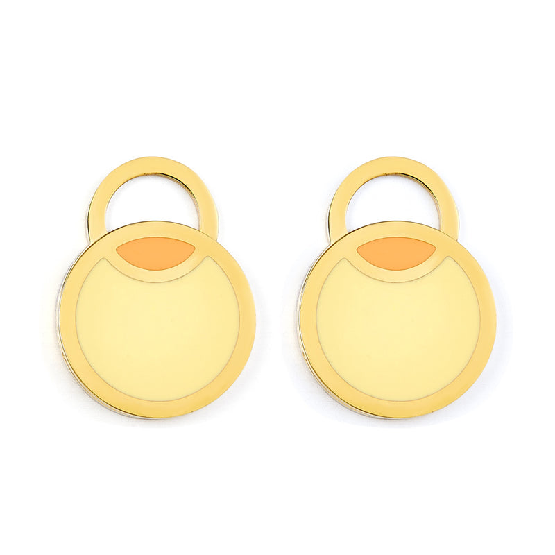 Big and Small Round Yellow Extremely Simple Stud Earrings