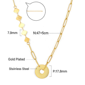 Collier d'accessoires annulaire en acier inoxydable plaqué or 18 carats