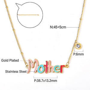 Collier avec lettres colorées pour mère, nouvelle mode
