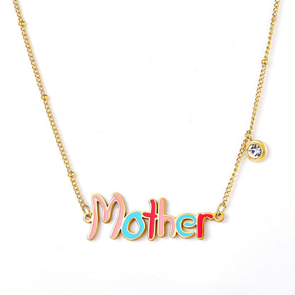 New Fashion Mother Colorful Letter Necklace asonjewelry