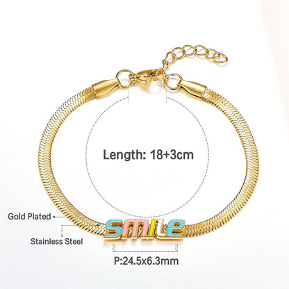 Stainless Steel Smile Colorful Letter Accessory Bracelet asonjewelry