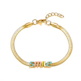 Stainless Steel Smile Colorful Letter Accessory Bracelet