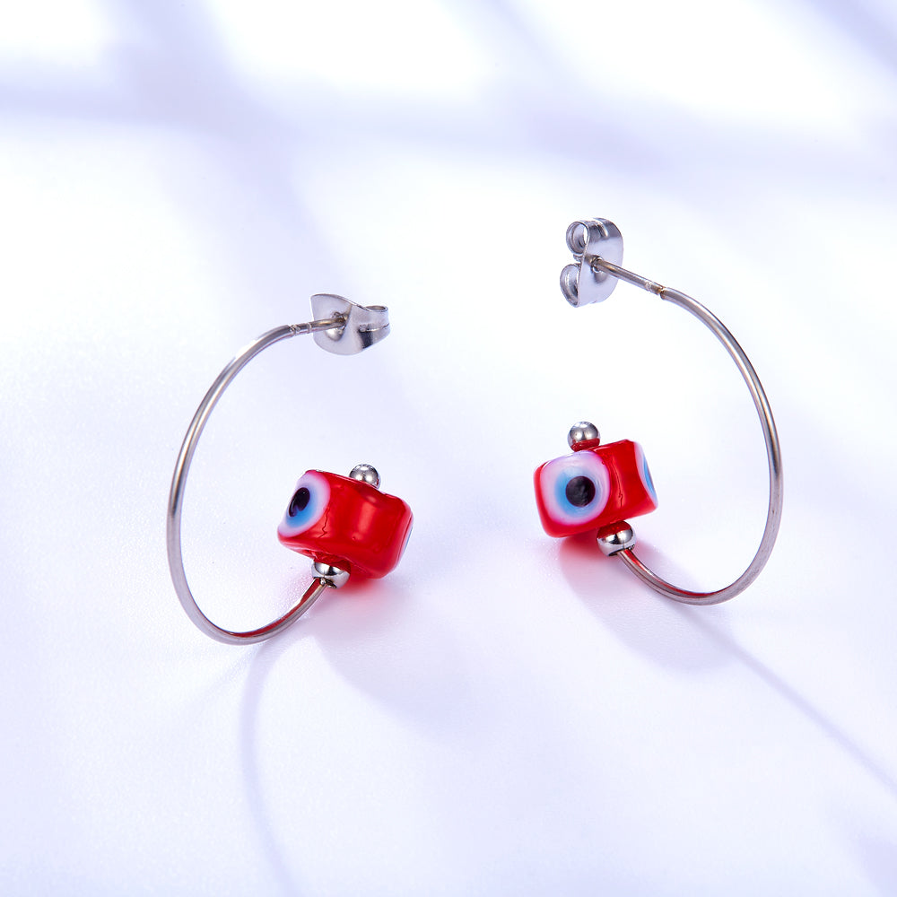 Fashion Stainless Steel Red Eyes Earrings asonjewelry