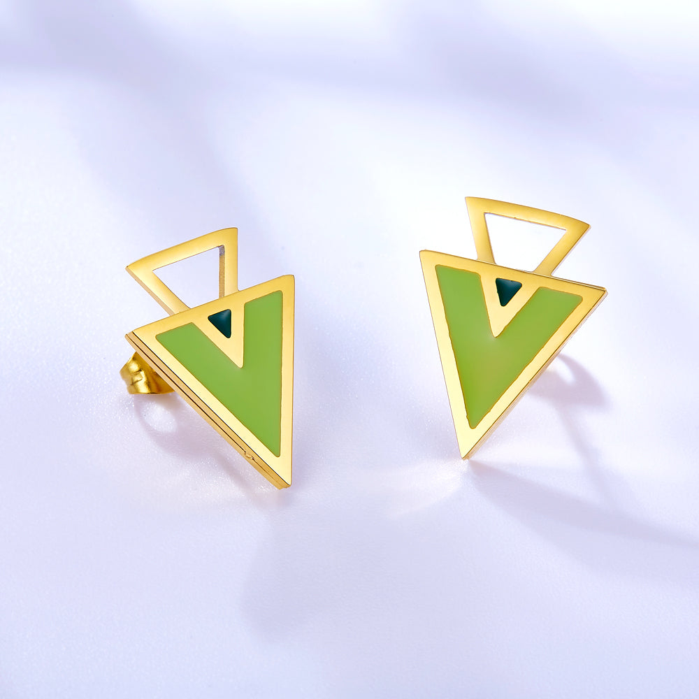 Big and Small Triangle Light Green Extremely Simple Stud Earrings asonjewelry