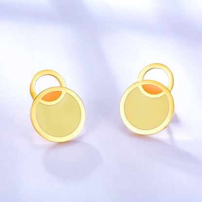 Big and Small Round Yellow Extremely Simple Stud Earrings asonjewelry