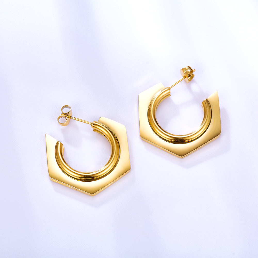 Fashion Stainless Steel C-shaped Earrings For Women asonjewelry