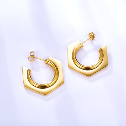 Fashion Stainless Steel C-shaped Earrings For Women asonjewelry