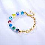 Stainless Steel Half With Chain Half Pearls and Eyes Accessories Bracelet