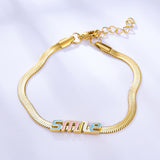 Stainless Steel Smile Colorful Letter Accessory Bracelet