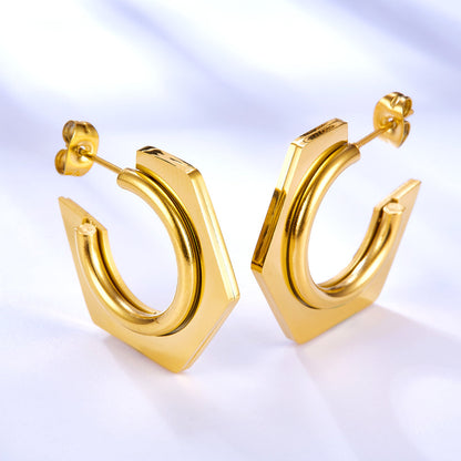Fashion Stainless Steel C-shaped Earrings For Women asonjewelry