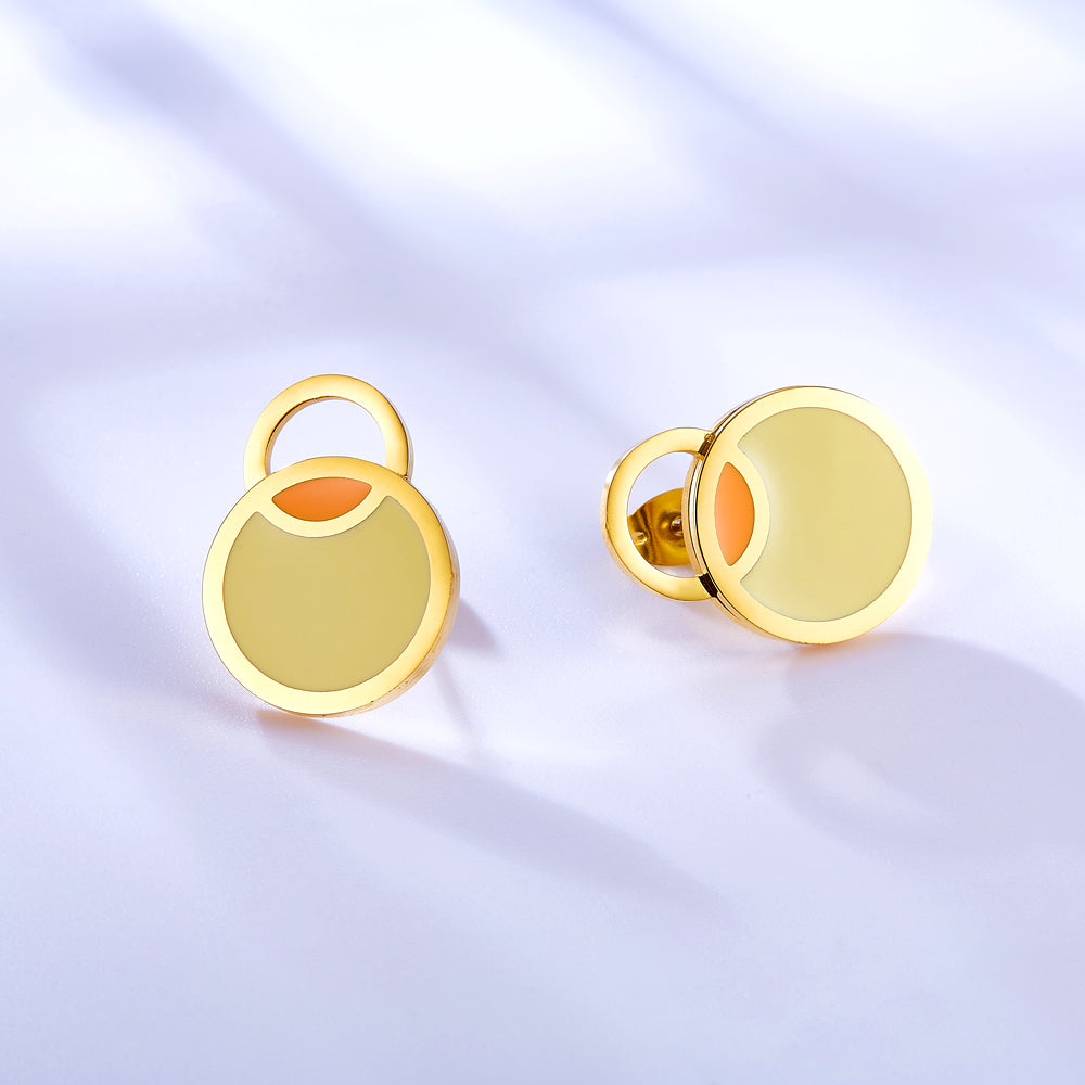 Big and Small Round Yellow Extremely Simple Stud Earrings asonjewelry