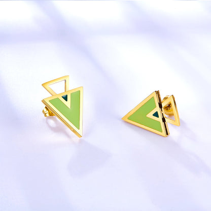 Big and Small Triangle Light Green Extremely Simple Stud Earrings asonjewelry
