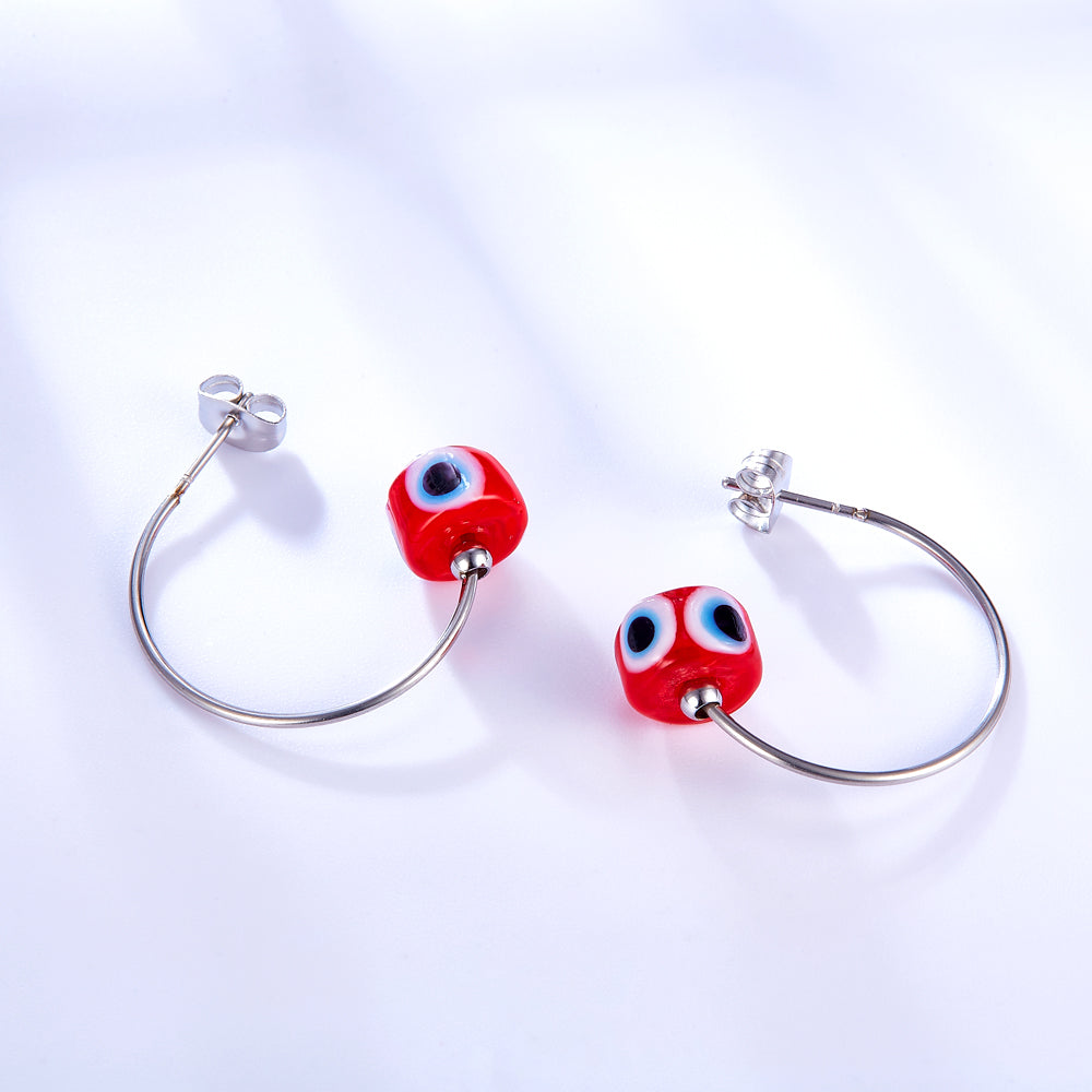 Fashion Stainless Steel Red Eyes Earrings asonjewelry