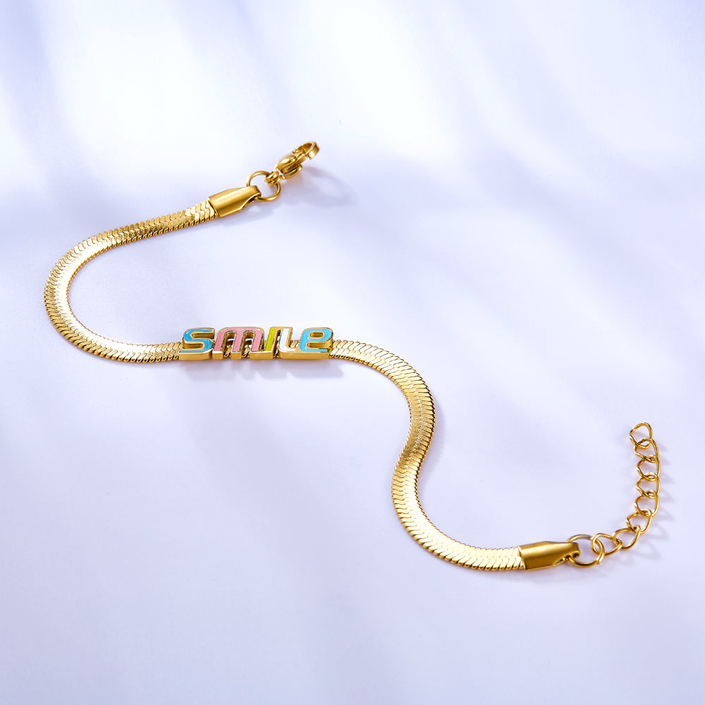 Stainless Steel Smile Colorful Letter Accessory Bracelet asonjewelry