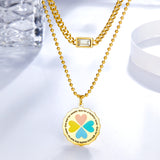 Collar Doble Redondo Con Patrón En Forma De Corazón De Colores
