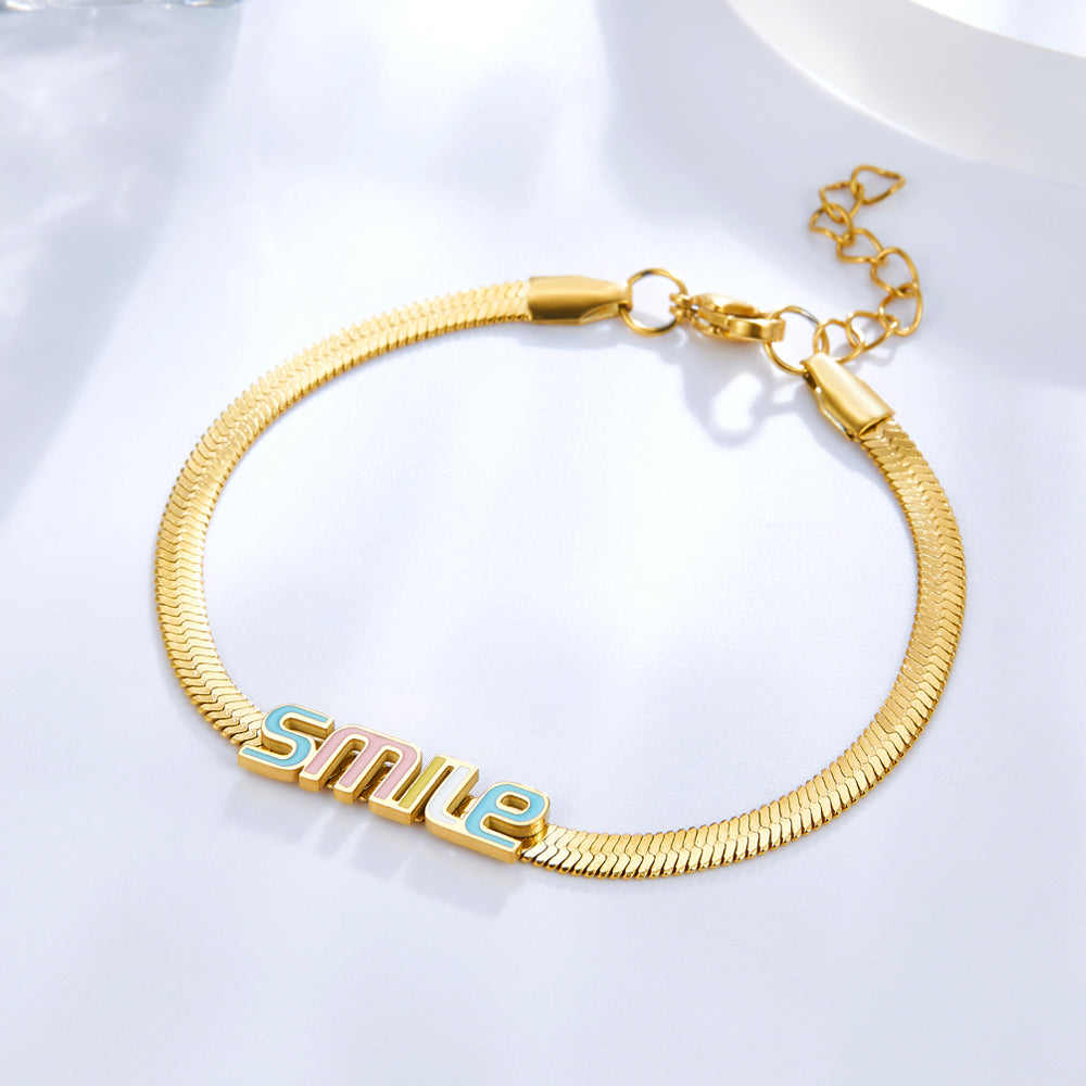 Stainless Steel Smile Colorful Letter Accessory Bracelet asonjewelry