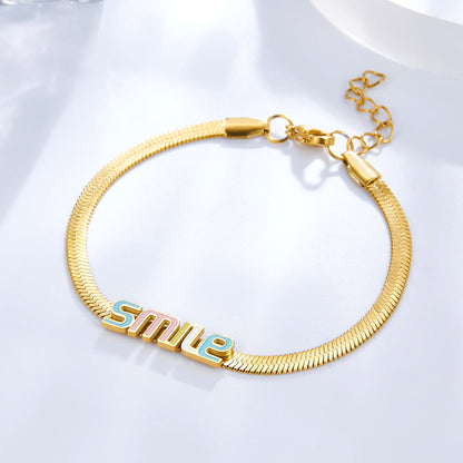 Stainless Steel Smile Colorful Letter Accessory Bracelet asonjewelry