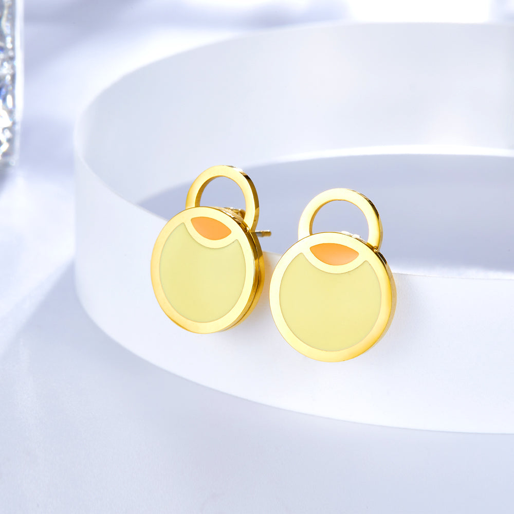 Big and Small Round Yellow Extremely Simple Stud Earrings asonjewelry