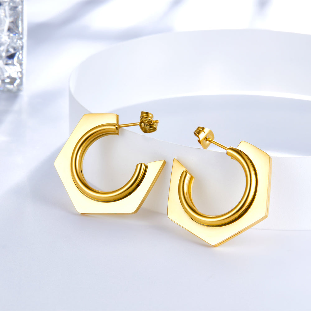 Fashion Stainless Steel C-shaped Earrings For Women asonjewelry