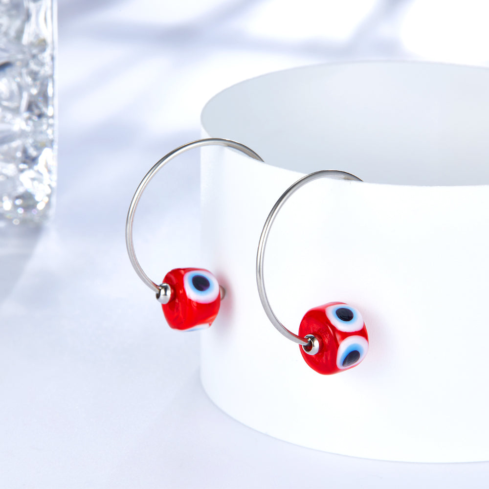 Fashion Stainless Steel Red Eyes Earrings asonjewelry