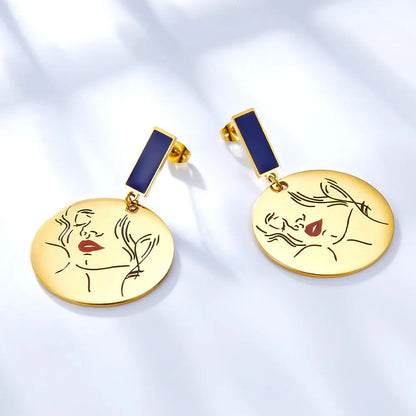 Rectangle+Round Girl Stud Earrings For Women asonjewelry