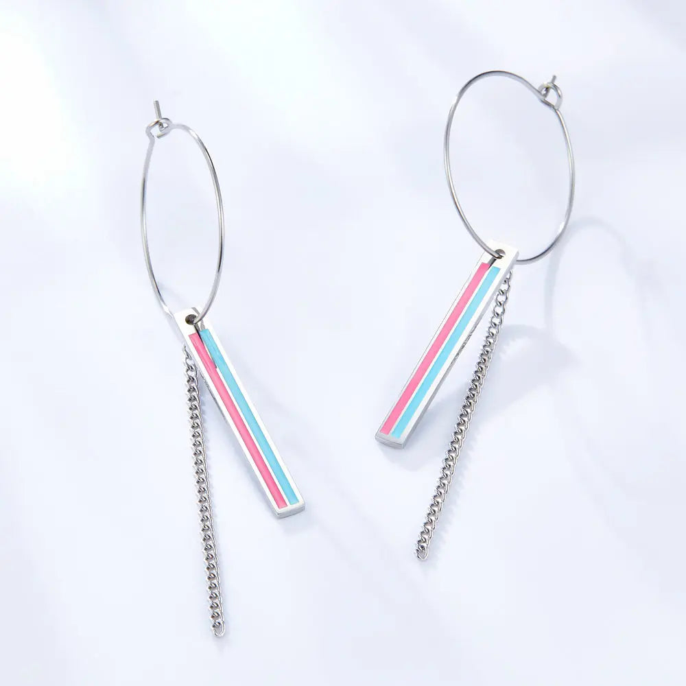 Fashion Rectangular Mixed Color With Chain Earrings asonjewelry