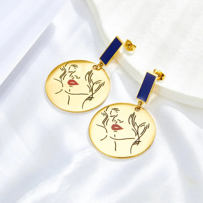 Rectangle+Round Girl Stud Earrings For Women asonjewelry