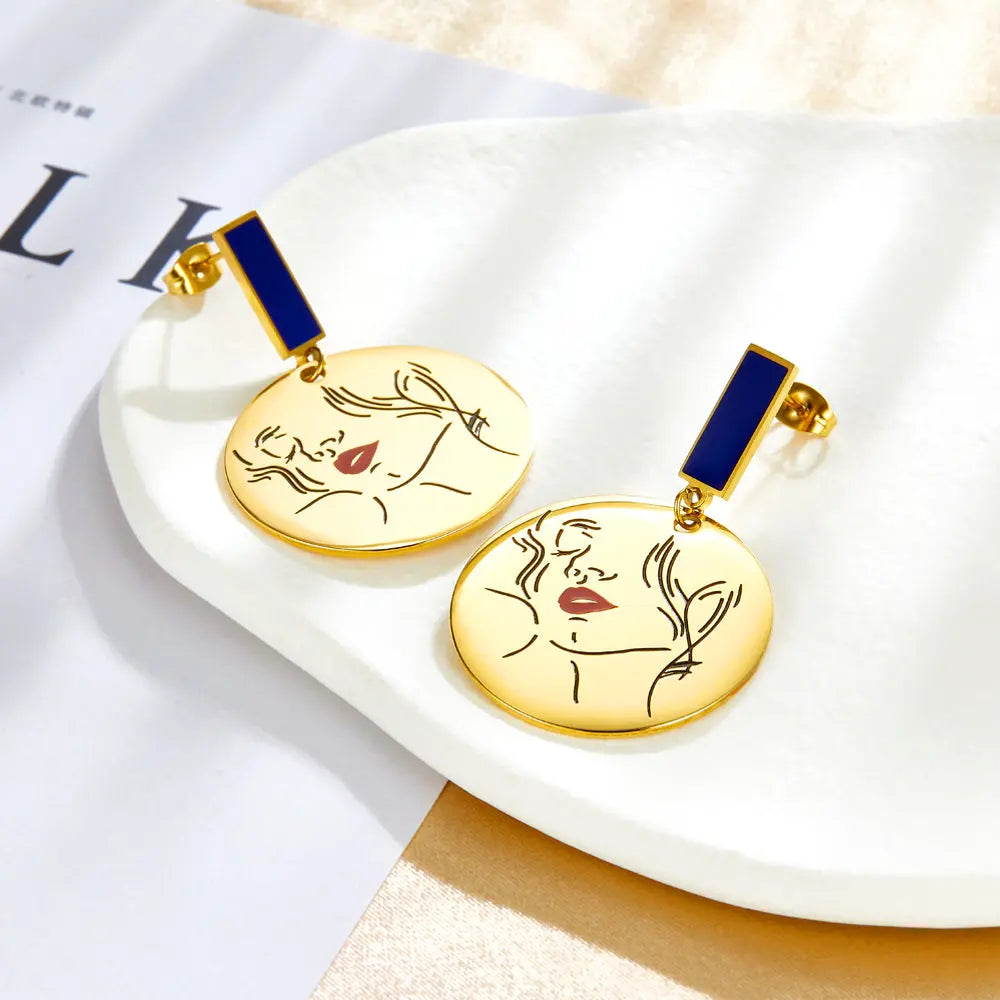 Rectangle+Round Girl Stud Earrings For Women asonjewelry